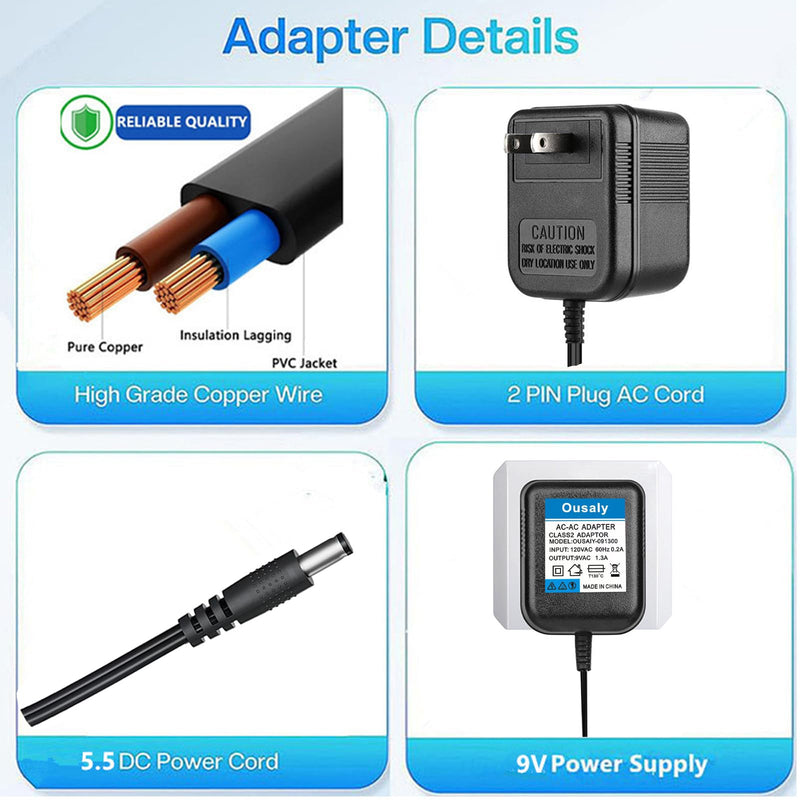9VAC Adapter for Behringer Tube Ultragain MIC200 MIC100,PSU11-UL U090075A PSU-MINI-UL-01,Behringer Pro NOX101 DJ Mixer 9V~750mAPowe Supply,Behringer MiniAmp AMP800,Digitech Vocal300 Vocalist Live4,5