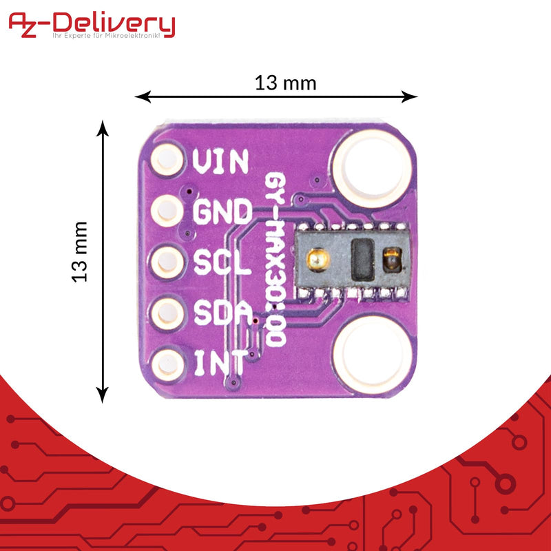 AZDelivery 3 x AZDelivery MAX30100 Breakout Board - Integrated Pulse Oximetry and Heart Rate Monitor Solution, Compatible with Arduino and Raspberry Pi