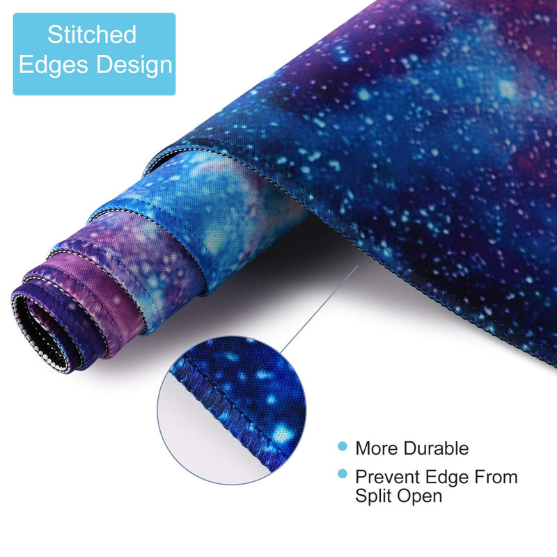 Extended Gaming Mouse Pad Mat Large Desk Mat Non Slip Rubber Base Computer Desktop Laptop Keyboard Mouse Mat with Stitched Edges, 35.1 x 15.75 in Long XXL Waterproof Mousepad for Work Game, Galaxy Nebula Galaxy