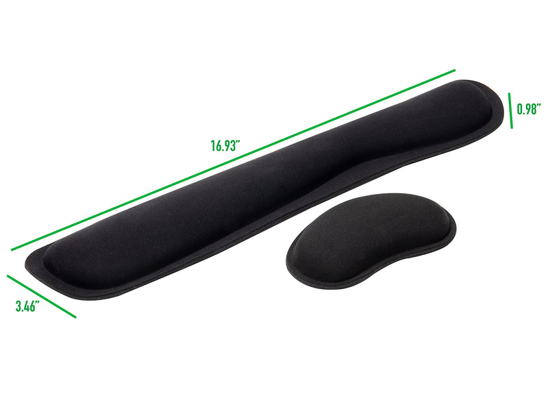 Mind Reader Gel Wrist Rest, Ergonomic Memory Foam Support Cushion Set for Keyboard and Mouse, Non-Slip Rubberized Base, Helps Relieve Tension, Black Single