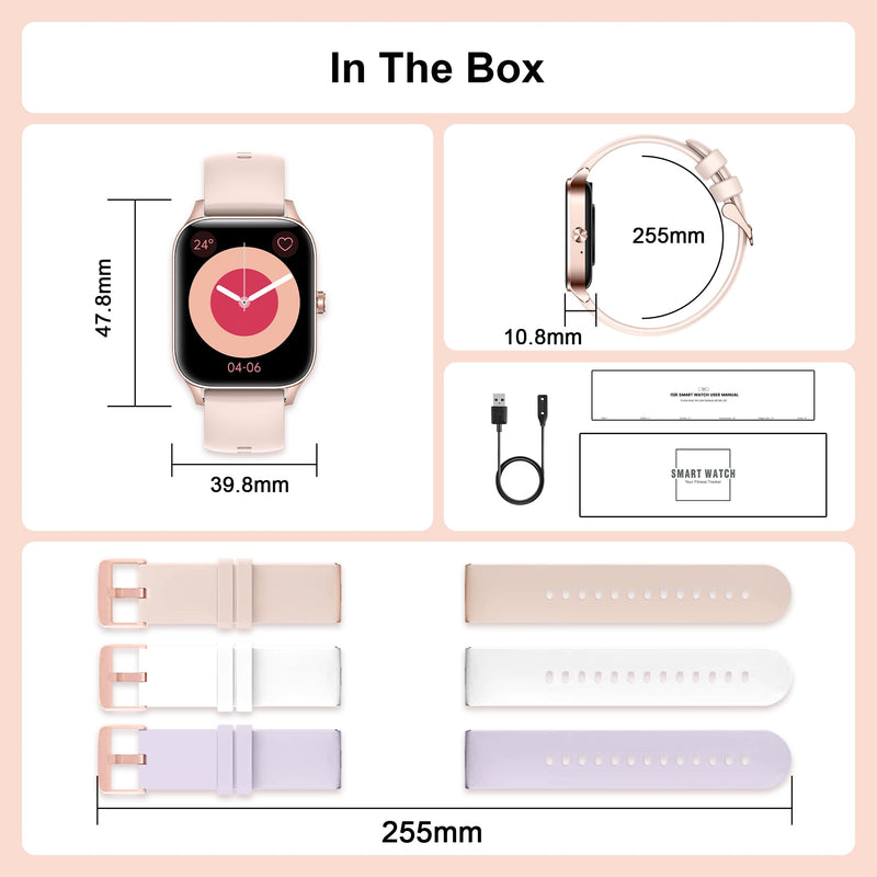 Smart Watches for Women,1.85" Fitness Tracker Watch Answer/Make Call,IP68 Waterproof Fitness Watch with Sleep/Step/Heart Rate/SpO2 Monitor, 120+ Sport Modes Smartwatch for Android iOS Rose Gold