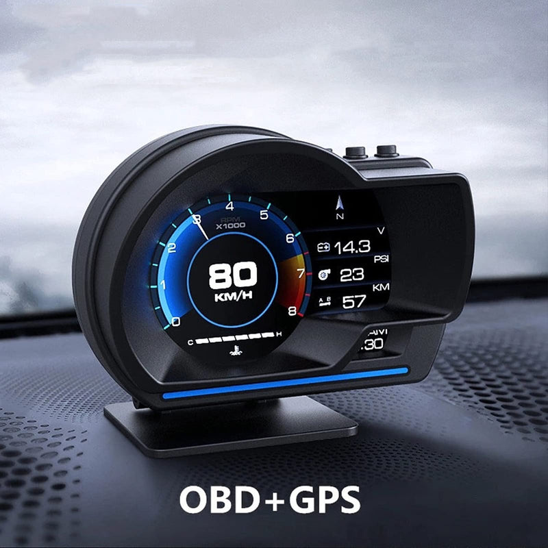 [AUSTRALIA] - Car,OBD2 GPS Smart Gauge Car HUD Speedometer Turbo RPM Alarm for Car Truck 