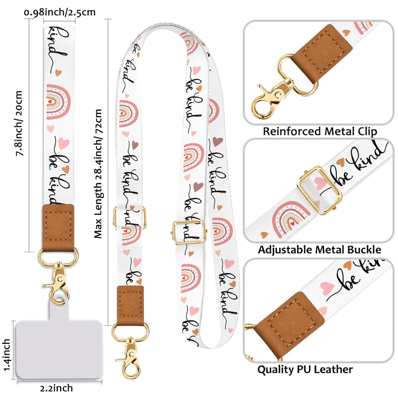 Phone Lanyard Wrist Strap Crossbody, Be Kind Cell Phone Lanyard for Around The Neck Wristlet Adjustable Phone Strap, Rainbow Cute Lanyard for Keys iPhone Case ID Badges Phone Accessories 0 Be Kind