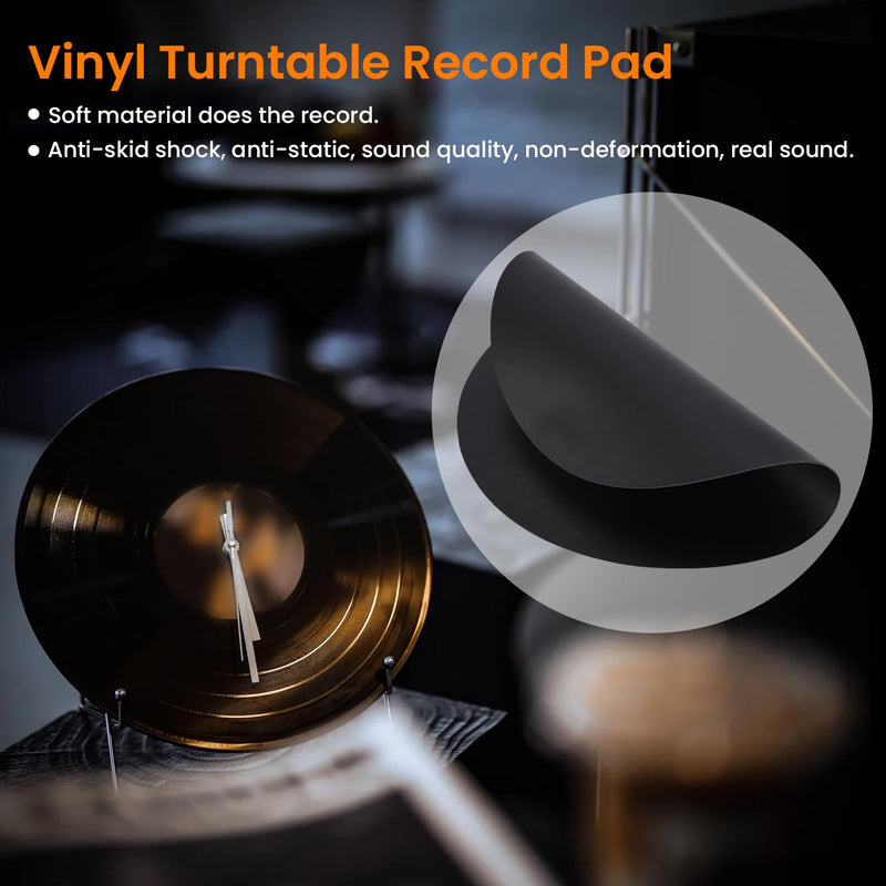 Jeanoko 1PCS Turntable Mat, Leather Turntable Slipmat 12 inch, Leather Record Pad Multifunctional Record Mat, Turntable Antistatic for Pad Felt for Reduce Vibration,Record Player Mat(Thickness 1.5MM)