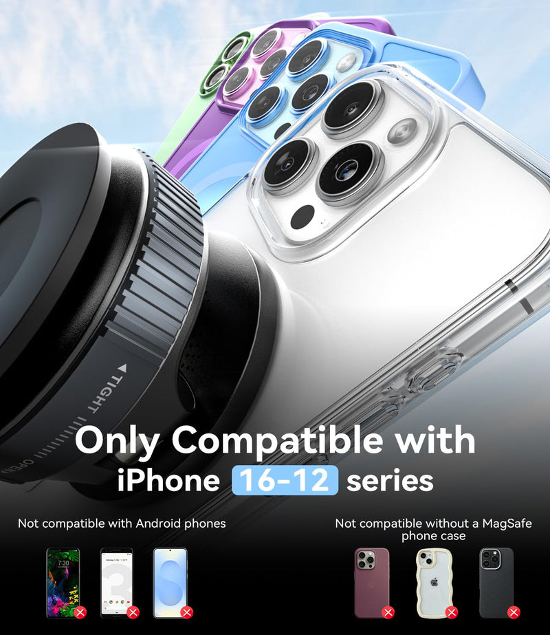 15W for MagSafe Car Mount Charger, Magnetic Wireless Car Phone Holder for iPhone 17 16 15 14 13 12 Pro Max, 360° Adjustable iPhone Charger for Car with USB C Car Charger Adapter Car Charger Mount With Adapter