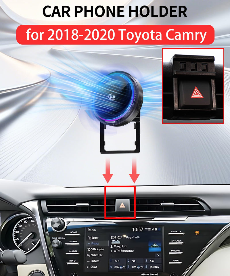25W Car Mount Charger for Toyota Camry 2018-2020 | 2018-2020 Toyota Camry Qi2.2 25W MagSafe Fast Charging Cell Phone Holder Accessories,with Cooling Fan＆54W Fast Adapter for 2018-2020 Toyota Camry