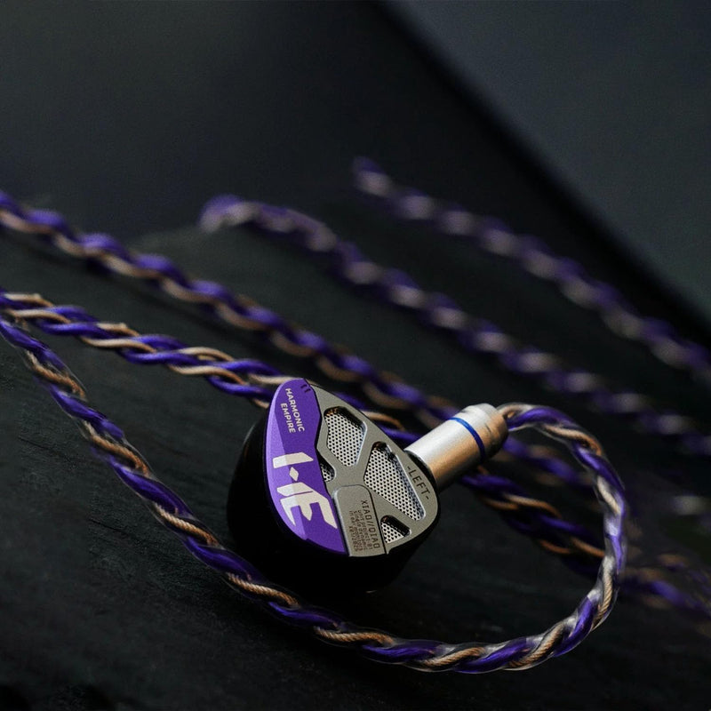 HE Xiao Qiao Semi-open Single Dynamic In Ear Monitors, 10mm Graphene Diaphragm Dynamic driver IEM, Gaming IEM Earphones, HiFi Wired Earphones with 5 Axis CNC Hyper Presicion Resin (Purple, 4.4mm) Purple