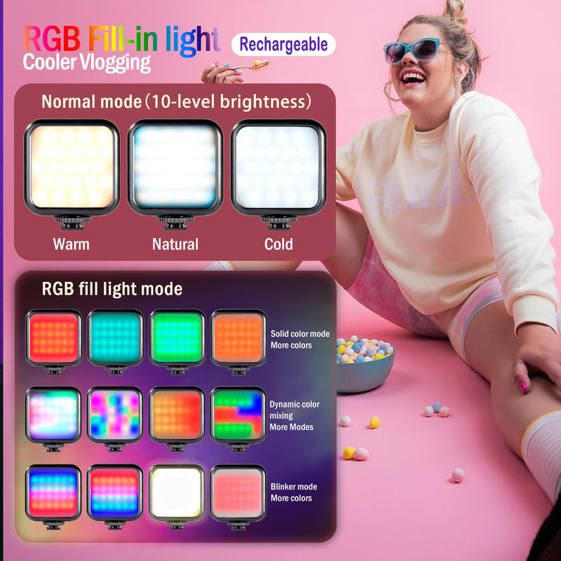 Vlogging Kit,YouTube Starter Kit,Vlogging Kit for iPhone,Youtuber Kit Beginner Content Creator Essentials Kit for Android,Vlogging Camera Kit with Tripod/Wireless Microphone/RGB Fill-in Light/Remote