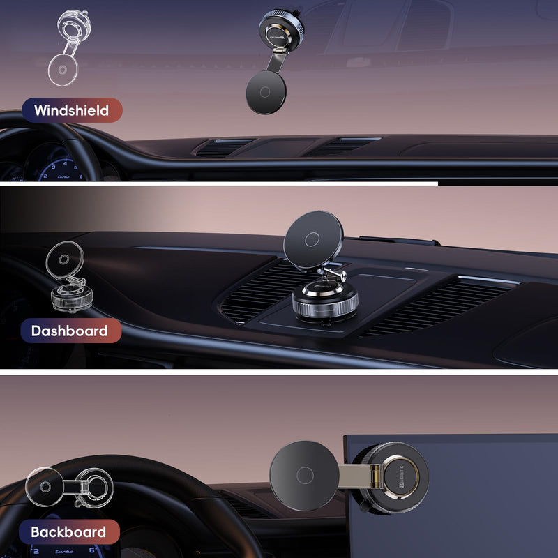 Magnetic Phone Holder for Car 2026 Heavy Duty Model 360° Adjustable Vacuum Suction Car Magsafe Phone Mount Cell Phone Holders for Your Car for iPhone 16 Pro Max 15 14 13 12 Plus (Metal Stand Rotor)