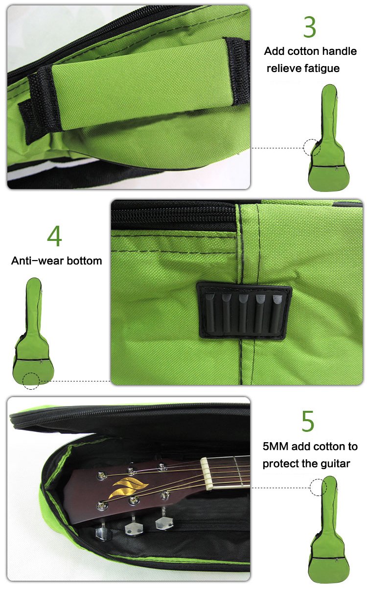 [AUSTRALIA] - HOT SEAL 5MM Sponge Waterproof Durable Colorful Conventional Guitar Case Bag with Storage (For 40&41 Inch, Black) For 40&41 Inch 