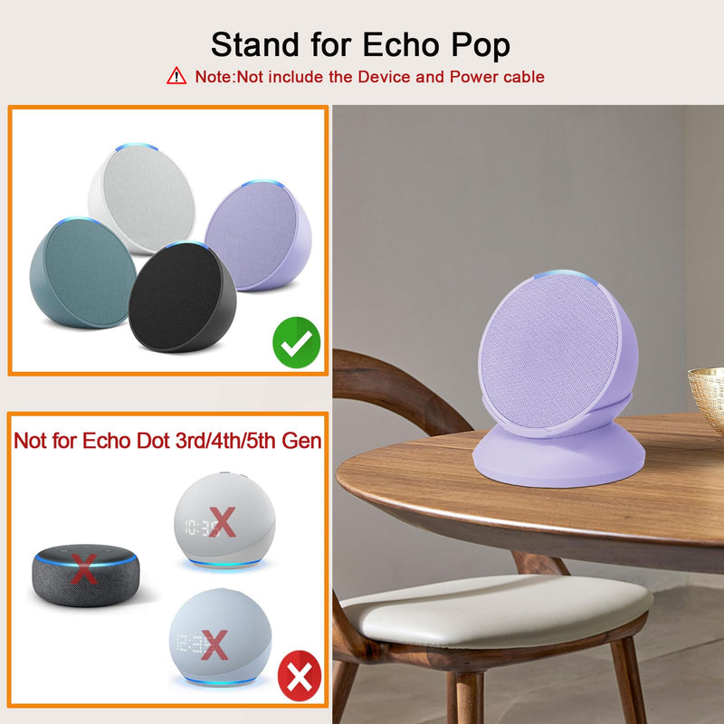 Stand for Echo Pop - Desktop Holder Mount for Echo Pop,Built-in Cable Management,Lavender Bloom