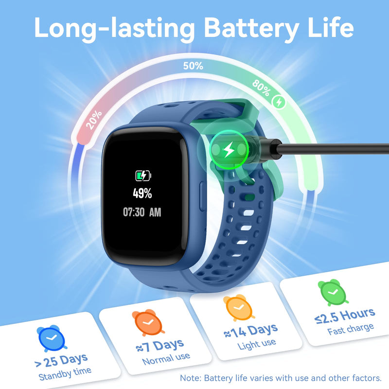 Smart Watch for Kids with Find My, 1.83" Fitness Tracker Watch No APP No Phone Needed, Pedometer, Heart Rate, Sleep Monitor, IP68, Puzzle Games for Girls Boys Teens 5-16, Gift, Blue