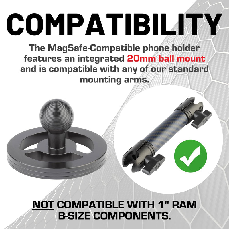 Bulletpoint Dash Mount Magnetic Cell Phone Holder Compatible with MagSafe iPhone Smartphones - 20mm (0.787 inches) Attachment Ball (MagSafe Holder only) MagSafe Holder only