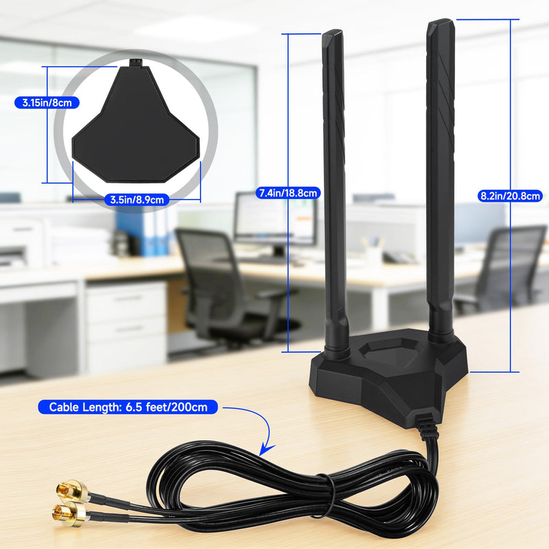 Eightwood WiFi 7 Gaming Motherboard Antenna for ASUS PC, Magnetic Base | Compatible with ASUS ROG Strix X870E-E/B850-I, TUF Gaming B850-PLUS/X870-PLUS, ProArt X870E-CREATOR, ROG Crosshair X870E Hero