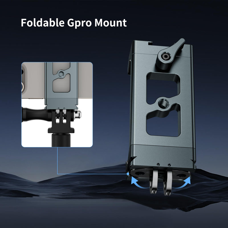 [AUSTRALIA] - Metal Phone Tripod Mount Arca Port & Action Camera Adapter, Adjustable Smartphone Tripod Adapter Clamp Cell Phone Stand Holder Compatible with iPhone Plus PRO Max GoPro Samsung Galaxy Motorola Pixel 