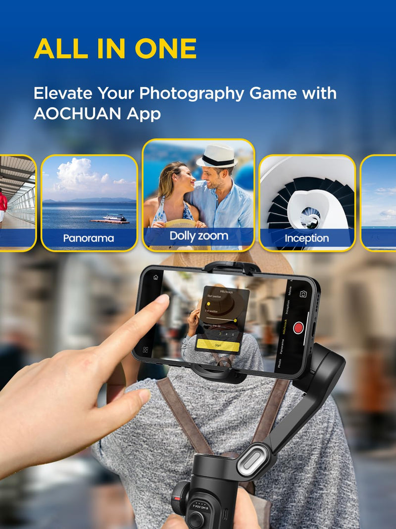 Gimbal Stabilizer for Smartphone, iPhone Gimbal w/Focus Wheel Face/Object Tracking Gimbal for iPhone 15 14 Pro Max/Android Foldable 3-Axis Handheld Phone Gimbal for Video Recording -Smart XE Smart XE