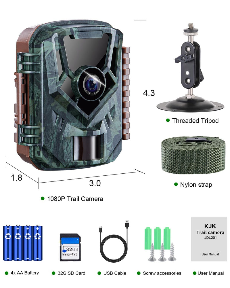Trail Camera 36MP 2.7K, Mini Game Camera with Night Vision 0.1s Trigger Time Motion Activated 130°Wide-Angle, Waterproof Trail Cam with 2.0” HD TFT Screen, Hunting Camera for Wildlife Monitoring
