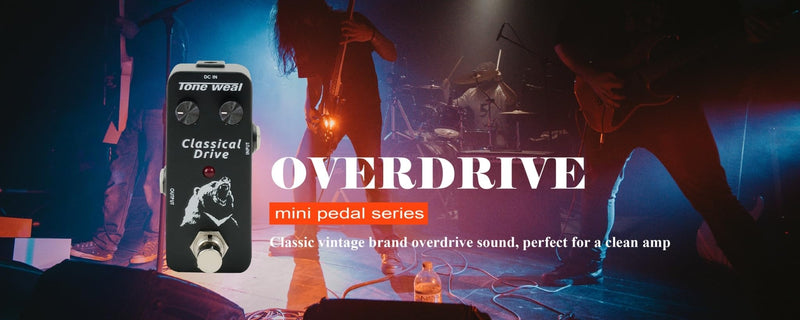 Part of the MINI pedal series Classical Drive MINI Pedal - Vintage Overdrive, True Bypass, Analog Circuitry, Drive & Level Controls, Compact Design. Designed/Made in Taiwan