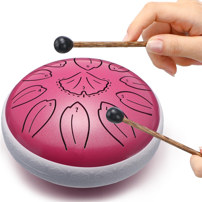 [AUSTRALIA] - Steel Tongue Drum Percussion, 6 Inch 11 Notes Musical Instruments, Music Gifts for Family Friends (Pink) Pink 