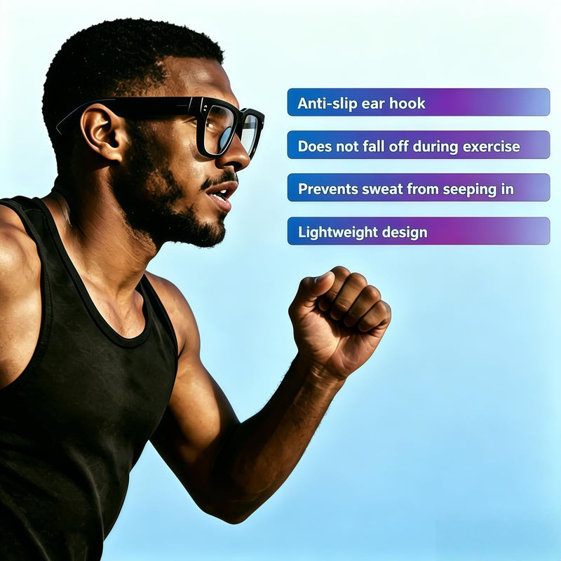 AI Smart Glasses with Camera, 8MP 4K Video Recording, Black | 8MP 4K Camera with EIS, AI Real-Time Translation, UV400 Photochromic, IP65, Bluetooth 5.4 Open-Ear Audio, 42g Ultra-Light
