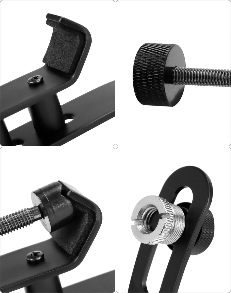 [AUSTRALIA] - QWORK Drum Microphone Shockproof Clip, 3 Pcs Metal Mic Set Clamp, Adjustable C-Clamp Rim Mount, for 3/8"-16 and 5/8"-27 threaded stands 