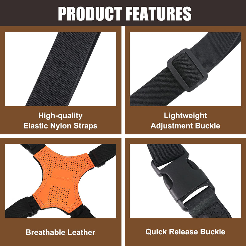 HUNTPAL Binocular Harness Strap for Hunting and Birding Wacthing, X-shaped Decompression Cross Body, Fit for Rangefinder Orange