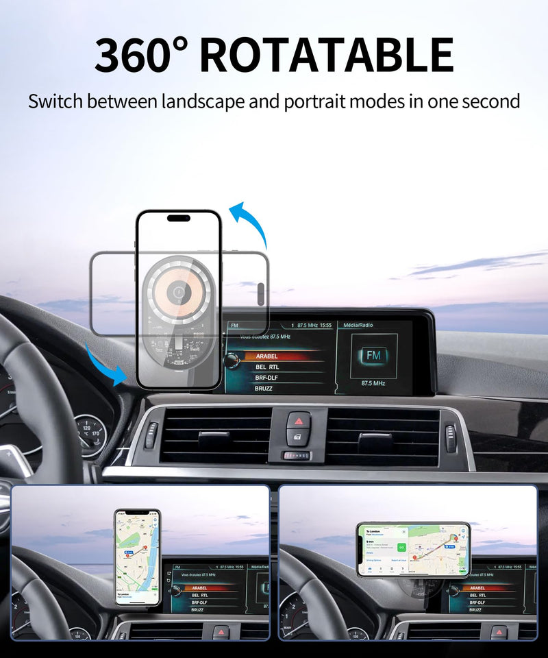 Wireless Charger Car Phone Mount for BMW 3-Series 2012-2018, 2-Series 14-21 | 4 Series 2014-202 8.8"Screen Magsafe Accessories Fast Charging Magnetic Cell Phone Holder Clip Compatible with iPhone Android 8.8-inch for 3 Series/ 4 Series/ 2 Series