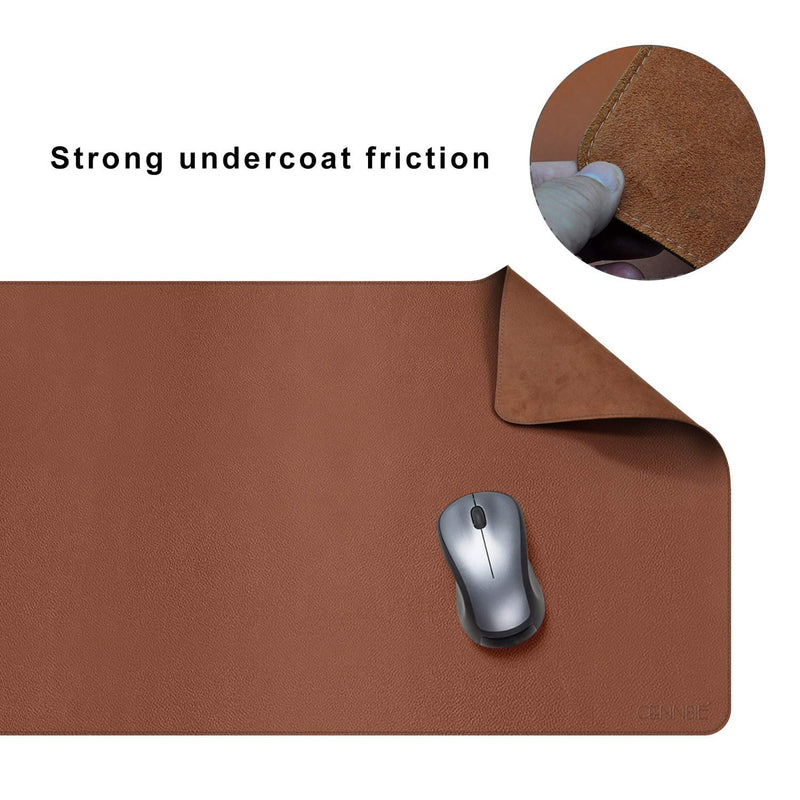 CENNBIE Extended Leather Gaming Mouse Pad/Mat, Large Office Writing Desk Computer Leather Mat Mousepad,Waterproof - 39.3"x19.6" (Brown) 39.3" x 19.6" Brown