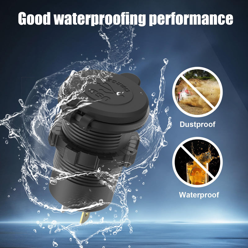 2 Pack USB C Car Charger Socket 12V USB Outlet, 78W Dual 30W PD and 18W QC3.0 Multi Port Cylinder Charger with Button Switch Waterproof for Car Boat RV Marine Golf Cart Truck Bus Motor etc. 2 pack