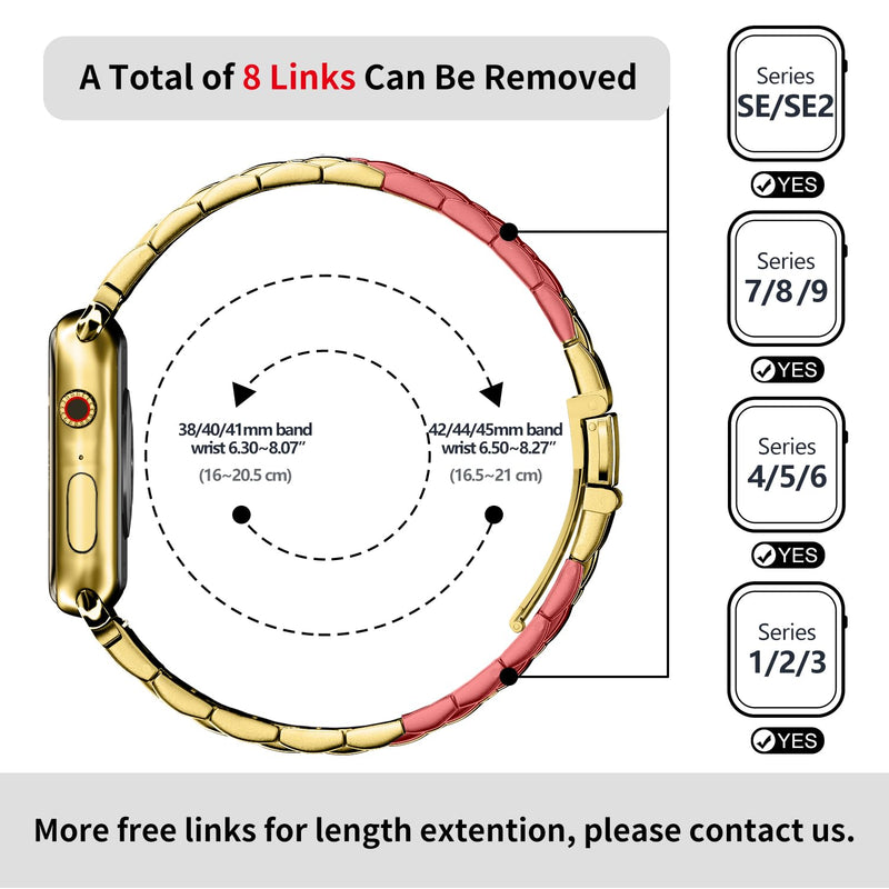 ullmosa Compatible Stainless Steel Apple Watch Band 44mm/45mm/42mm Golden with Case & Compatible Metal No tool needed Apple Watch Band with Case 44mm/45mm/42mm,Silver