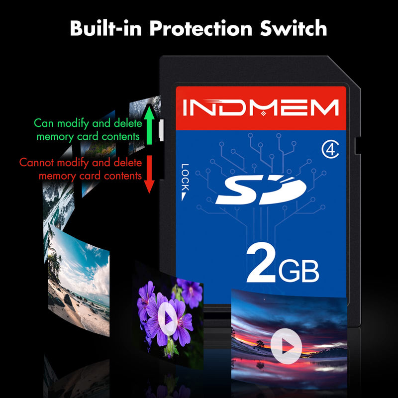 INDMEM SD Card 2GB Class 4 Flash Memory Card 2G SLC Stanard Secure Digital Cards (1PC) 1PC