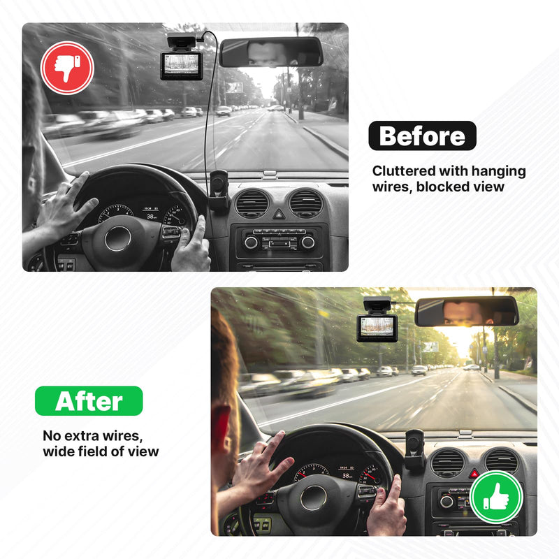 Dashcam Power Adapter 3-pin Model A Compatible with Volvo XC40 XC60 XC90 S60 V60 C40 Dash Cam Power Adapter, Connects to Rearview Mirror, GPS Charger Built-in USB Power Port