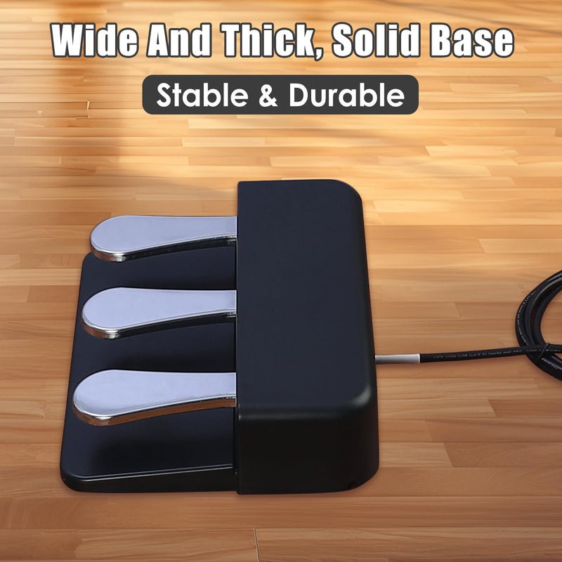 Portable 3-Pedal Board unit for Electric pianos keyboards, Soft & Sostenuto & Sustain pedal 3-Pedal Compatible With Yamaha P125 P121 P515 DGX670 Digital pianos keyboards (Black + Silver) Black + Silver