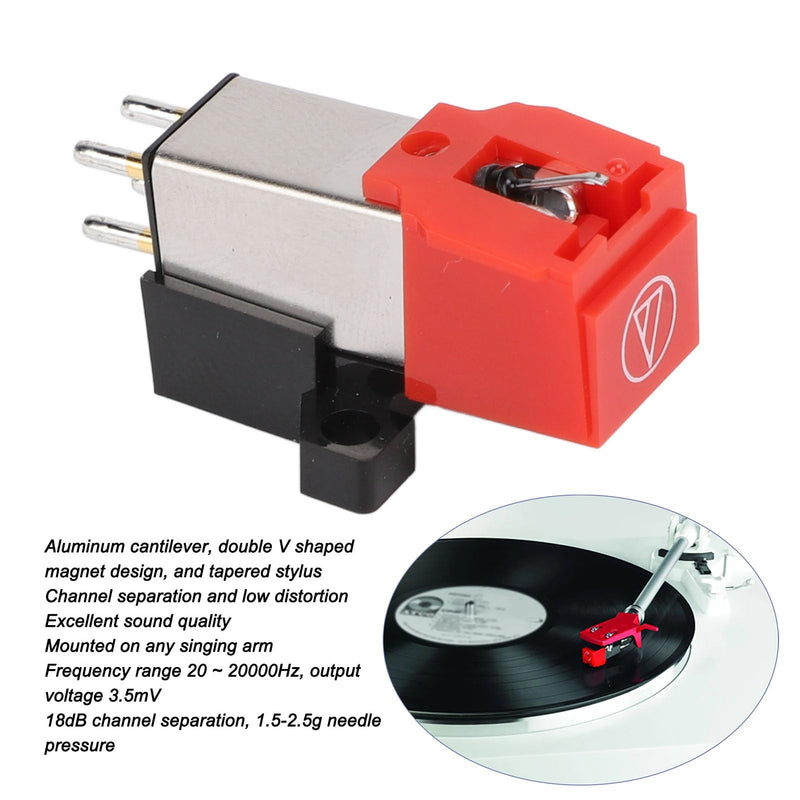 Dual Magnet Cartridge,Dual Moving Magnet Phono Cartridge AT91R with Aluminum Cantilever, Double V Magnet Design, 20-20000Hz Frequency Range