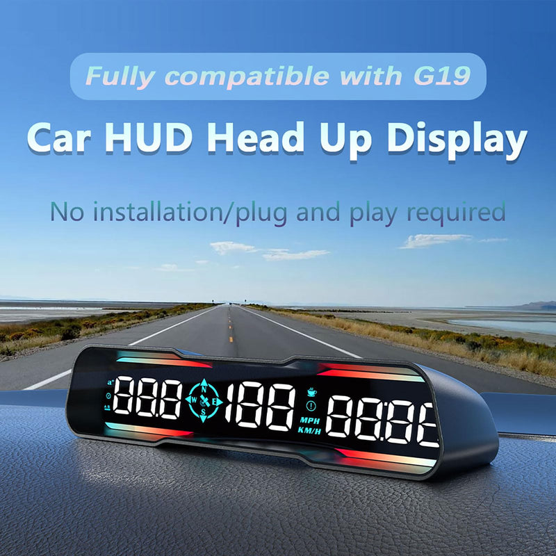 Digital GPS Speedometer Universal Head Up Display for Car Large LCD Display HUD Gauge with MPH Speed Fatigued Driving Alert Overspeed Alarm Trip Meter for All Vehicle (G19) G19