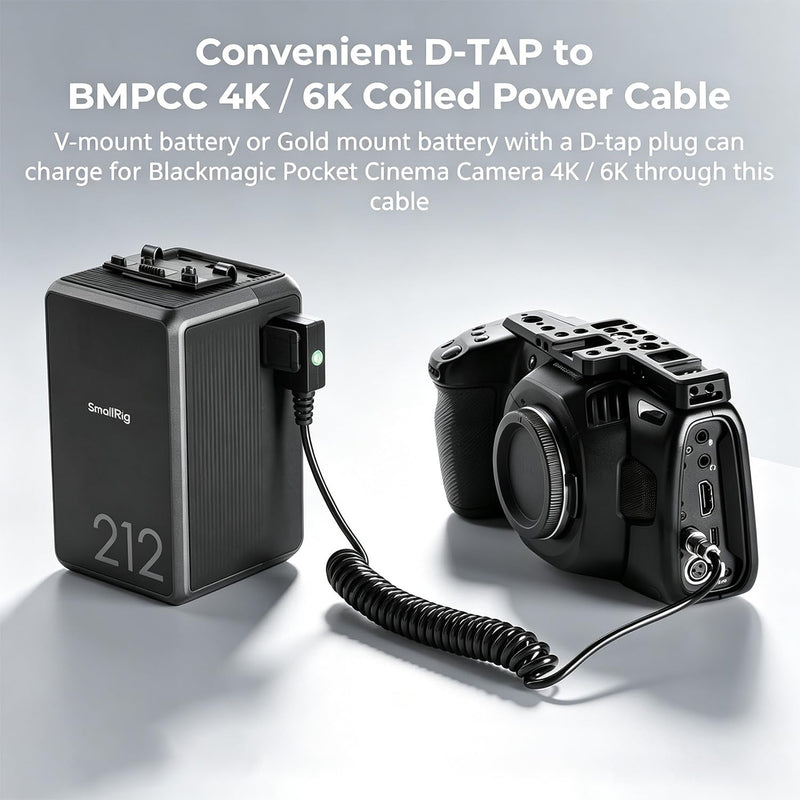 TAIFU D-Tap (P-Tap) to BMPCC 4K/6K Coiled Power Cable, Weipu SF6 2-Pin Female Connector Compatible with Blackmagic Pocket Cinema Camera 4K/6K, for V-Mount & Gold Mount Batteries, Extendable 15" to 47"