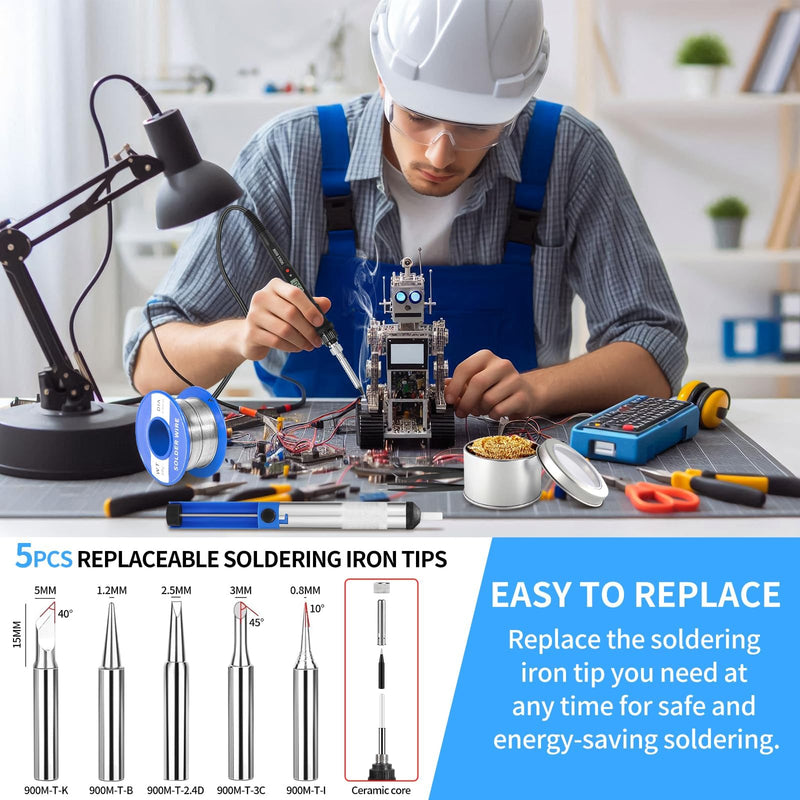 CIRULLI Soldering Iron Set 80 W (350 °C - 500 °C), 17-in-1 Soldering Set with On/Off Switch, 5 Soldering Tips, Desoldering Pump, Soldering Iron Stand, Tweezers, Soldering Iron for Electrical Work and