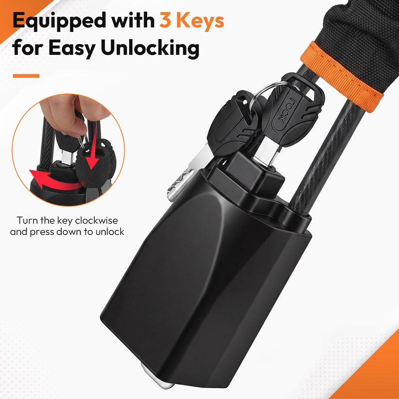 Car Steering Wheel Lock, 1PC Car Anti Theft Device, Seat Belt Lock | Thickened Steel Wire, Max 17” Locking Length, Easy Storage, 3 Keys, Fits Most Vehicles, Trucks, SUVs, Vans (Black) Black 1