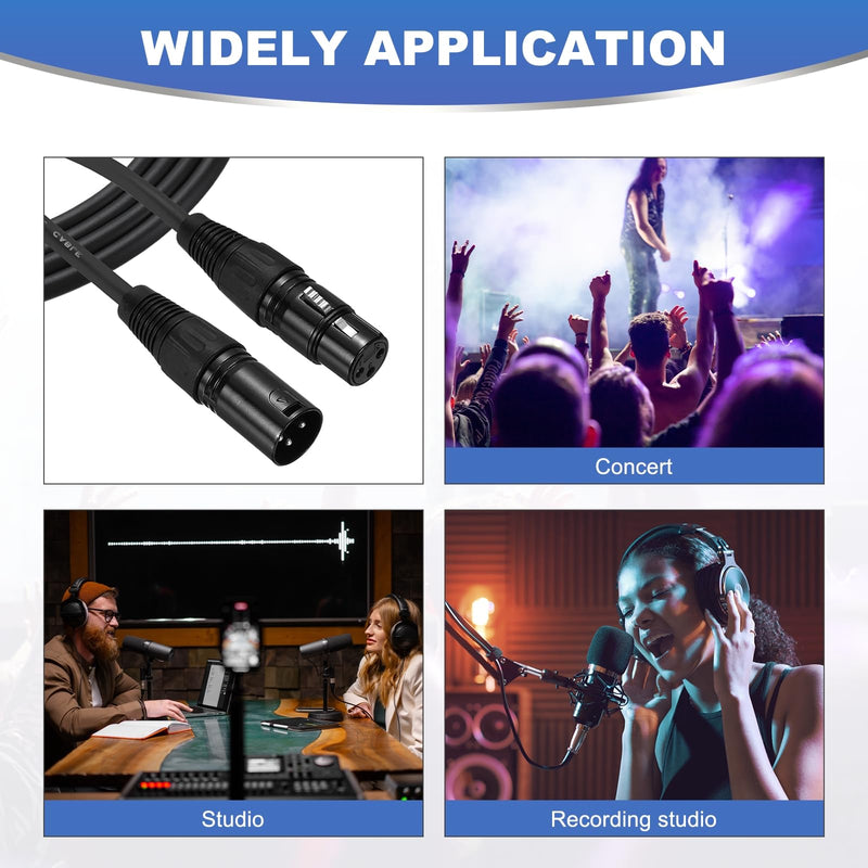 [AUSTRALIA] - MECCANIXITY 2Pcs 3ft 3 Pin XLR Male to Female Mic Cable XLR Male to Female Adapter Microphone Cable for Stage Studio Cable 3 ft 