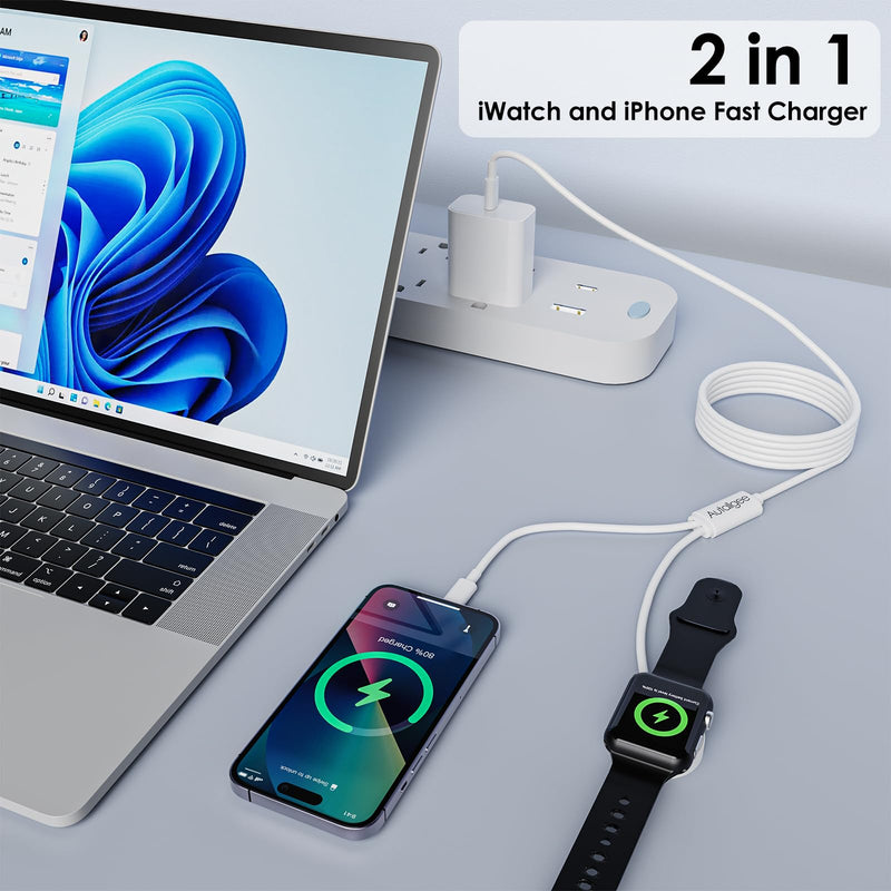 【White and Black】 Apple Watch iWatch Charger Travel Essentials Fast Charging Compatible with iWatch and iPhone