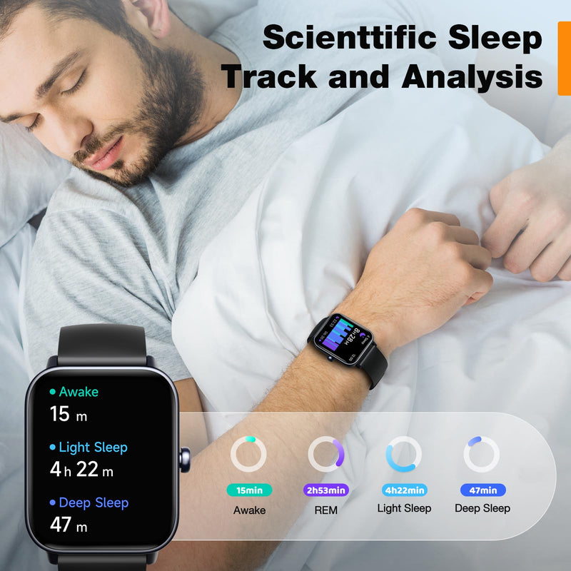 Fitpolo Smart Watch 1.8" Touchscreen Fitness Tracker Watches Blood Oxygen Heart Rate Monitor,Calls,Alexa Built-in, Sleep Calorie Step Counter Waterproof Activity Trackers for Android iPhone