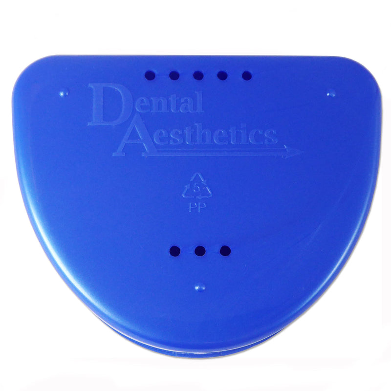2 x Slim Orthodontic Case - Box for Braces, Whitening Splints, Dentures & More (Blue & White), blue/white, plain