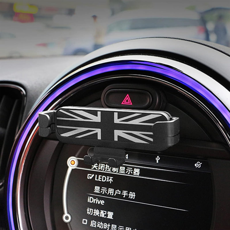 Metal Car Phone Holder, Union Jack Navigation Bracket Mount Dashboard Stand Cell Phone Holder for Mini Cooper F54 F55 F56 F57 F60 (6.5/8.8inch Navigation 2014-2019) (Union Jack)