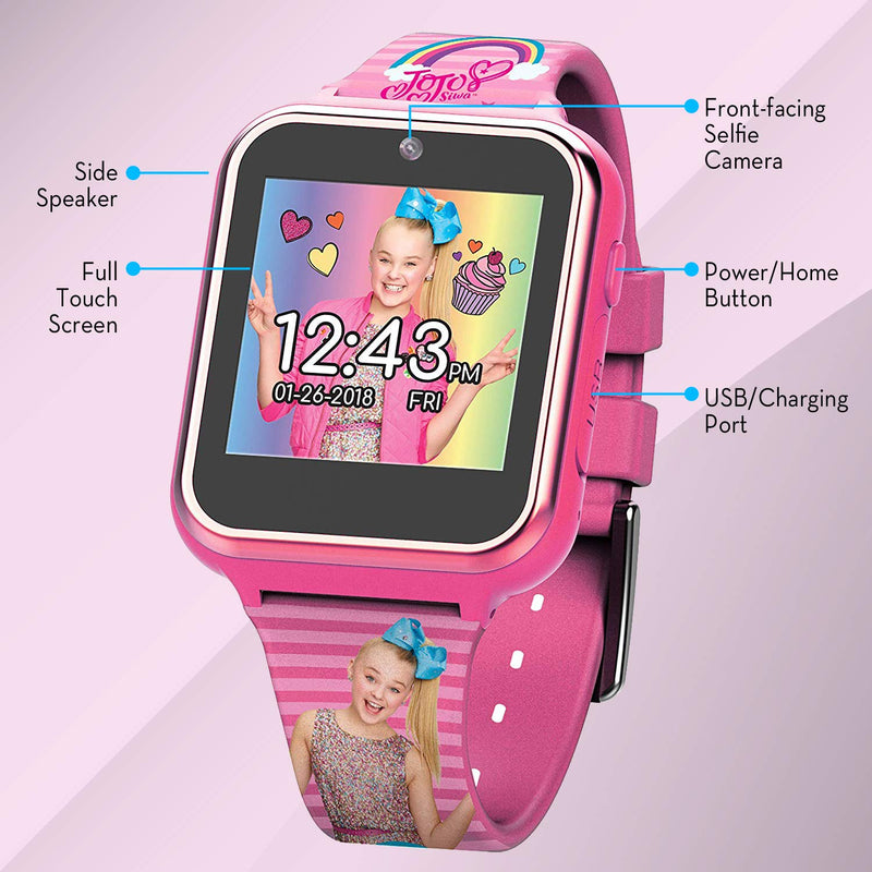 JoJo Siwa Kids Smartwatch with 10 Watch Faces, Step Counter, Selfie and Video Camera, Voice Recorder, Alarm, Timer, Stopwatch, Calculator, Fun Learning Games, and Wallpapers – Fits Wrists 5.5"-8.0"