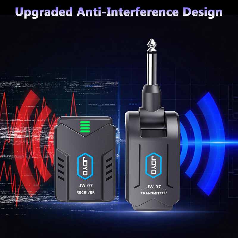 JOYO Wireless in Ear Monitor System Upgraded 2.4G Mono Rechargeable IEM Transmitter Clip on Receiver Auto Pairing for Singer Practice Rehearsal and Small Live Use (JW-07 New Version)