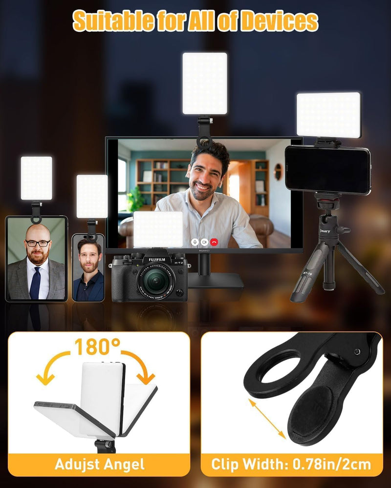 [AUSTRALIA] - Phone Light, Selfie Light for iPhone, High Power Rechargeable RGB Light for Video Recording, Upgraded Adjustable Multi Mode Retractable Clip Portable Light, TikTok, Makeup, Content Creator Light Black 