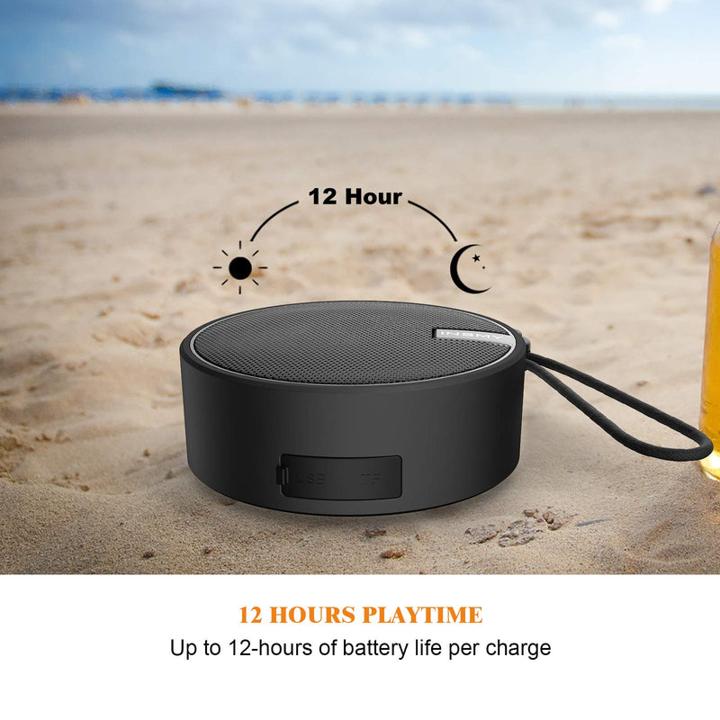 INSMY C12 IPX7 Waterproof Shower Bluetooth Speaker, Portable Small Speaker, Speakers Bluetooth Wireless Loud Clear Sound Support TF Card Suction Cup for Kayak Canoe Beach Gift (Black) Black