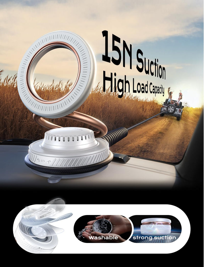 MAGIC JOHN Car Phone Holder for Magsafe [2-in-1 Fragrance Diffuser & Magnetic Phone Holder] 360° Adjustable Car Phone Mount, Phone Holders for Your Car for iPhone 17 Pro Max 16 15 14 13 12 Air Plus White