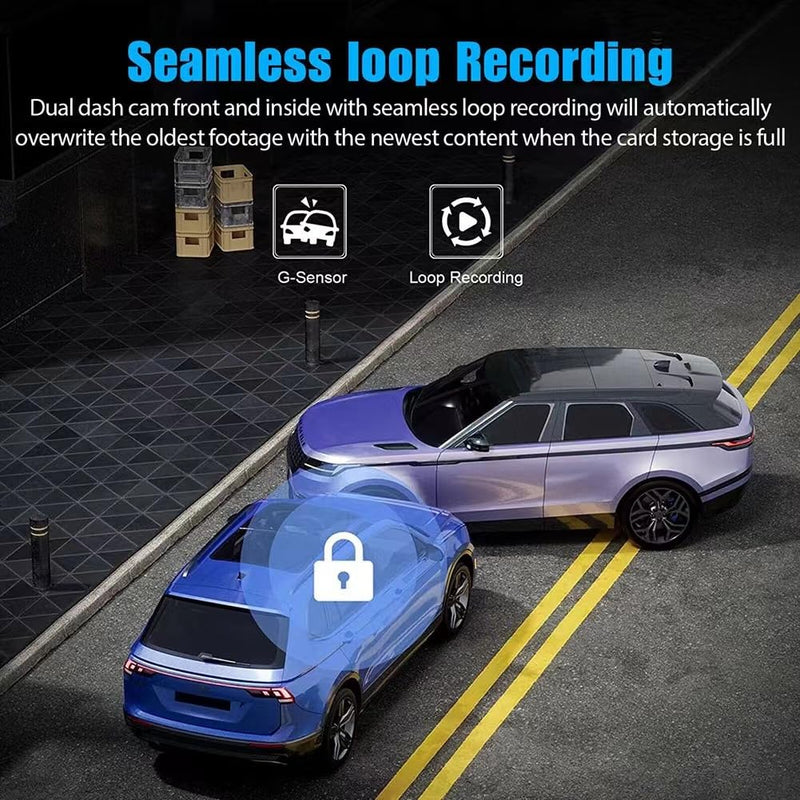 Dash Camera Front and Inside Dash Cam for Car Security 1080P Video Recorder with Audio Plug and Play, WDR, Night Vision, G-Sensor Auto Lock, 2 Inch Screen Vehicle Security S10