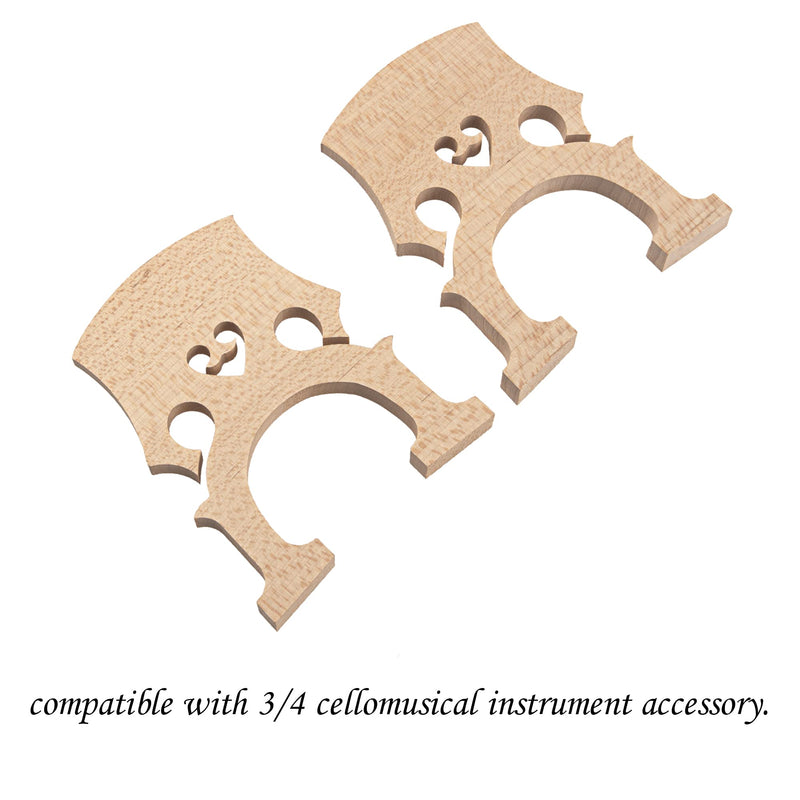 2Pcs Yootones Cello Bridge, Maple Wood 3/4 4/4 Cello Bridge Maple Wood Self-Adjusting Fitted Bridge Compatible with Cello Musical Instrument Accessory (3/4)